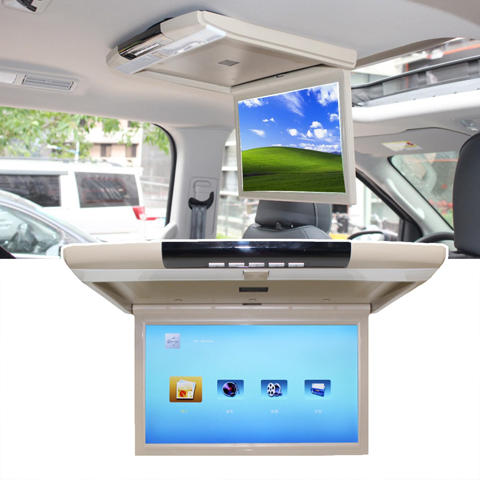 Amazon | 1080P 車用オーバーヘッドフリップダウンモニター フルビュー